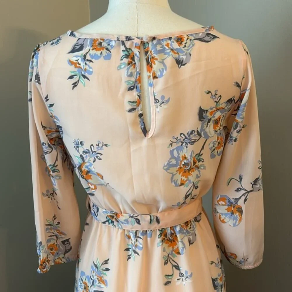 H&M Lightweight Chiffon Floral Dress Pink Sz. XS - Picture 6 of 10